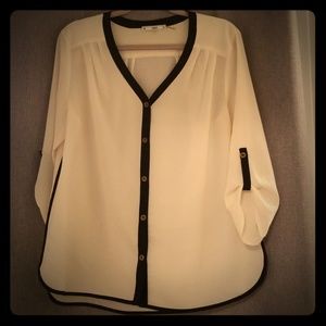 Black and off white blouse